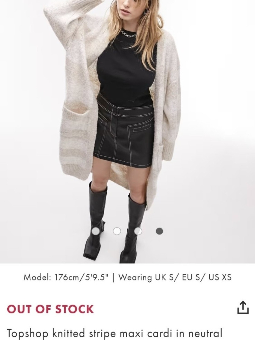 Topshop Neutral Striped Maxi Cardigan - Picture 2 of 4